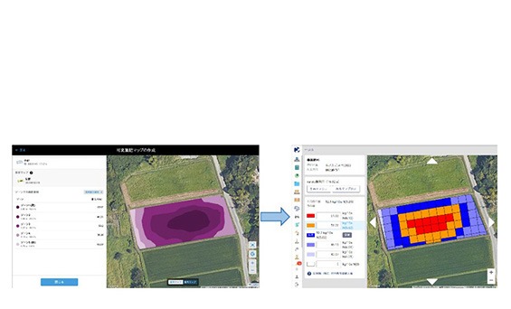 ザルビオとKSASでシステム連携の実証　　JA全農・クボタ・BASF　衛星画像のマップで クボタ田植機の可変施肥